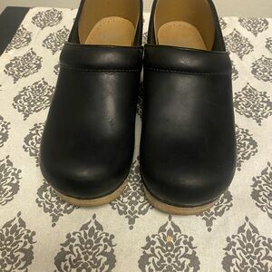 Dansko Black Leather Mules